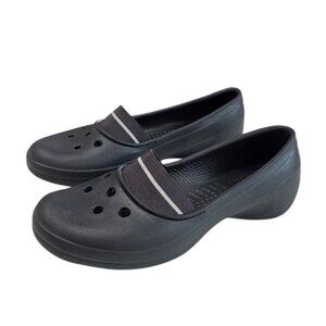 CROCS Juneau Ballet Flat Mary Jane Slip On Shoes, Closed Toe, Black, Sz 7